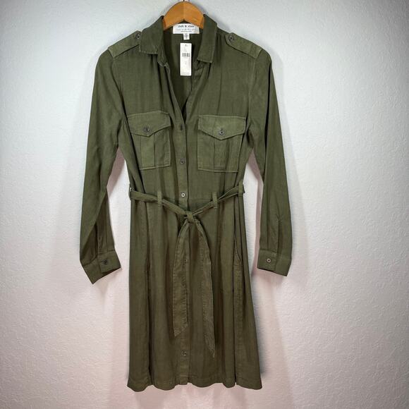 Anthropologie Cloth & Stone Green Cargo Style Button Front Dress Size S NEW - Picture 1 of 8